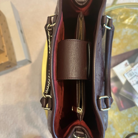 Coach Dark Red Embossed Satchel - Picture 11 of 12